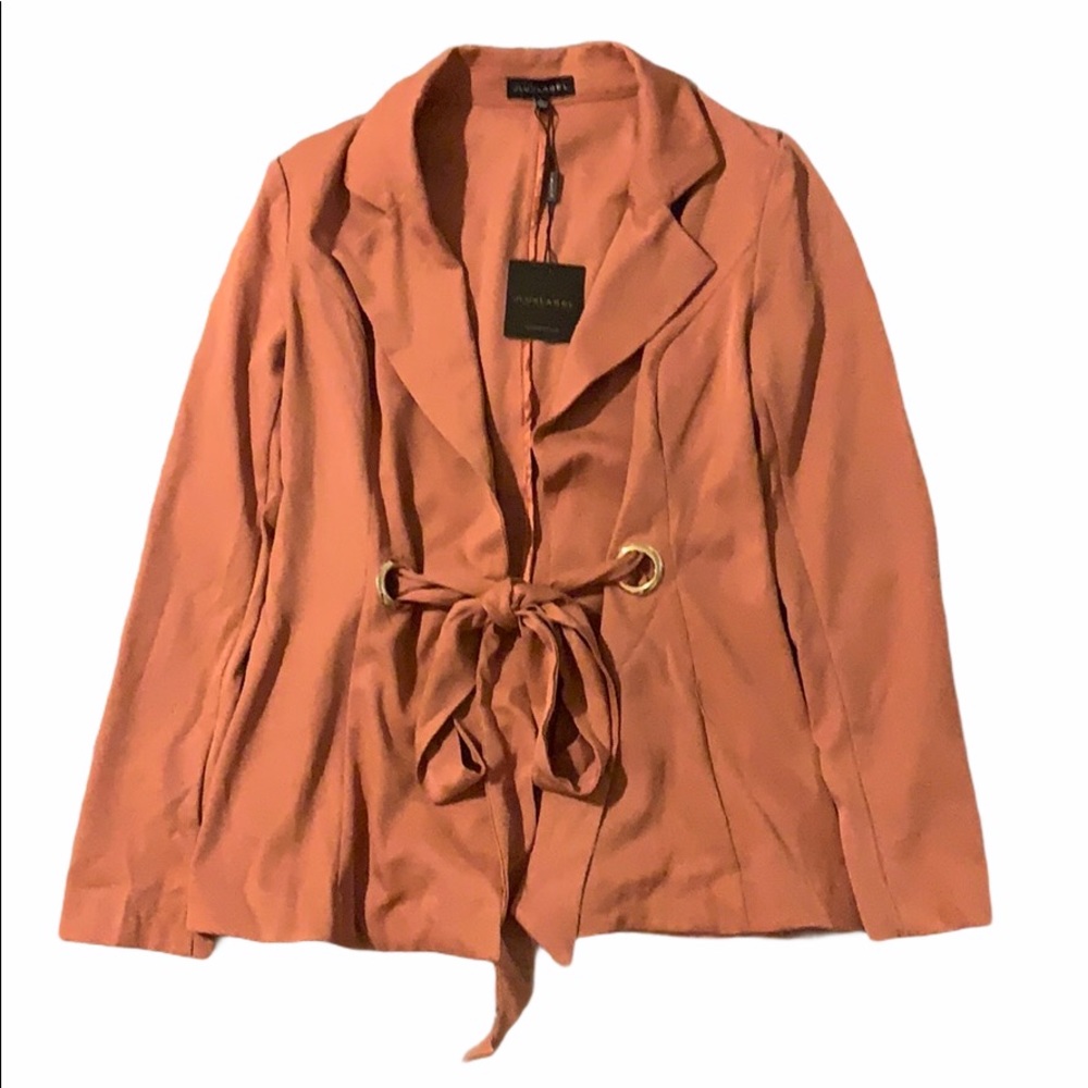 NWT JLUXLABEL Dusty Rose Belted Tie Front Blazer